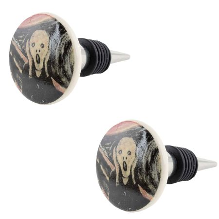 2 Pieces The Scream Painting Multicolor Wine Bottle Stopper